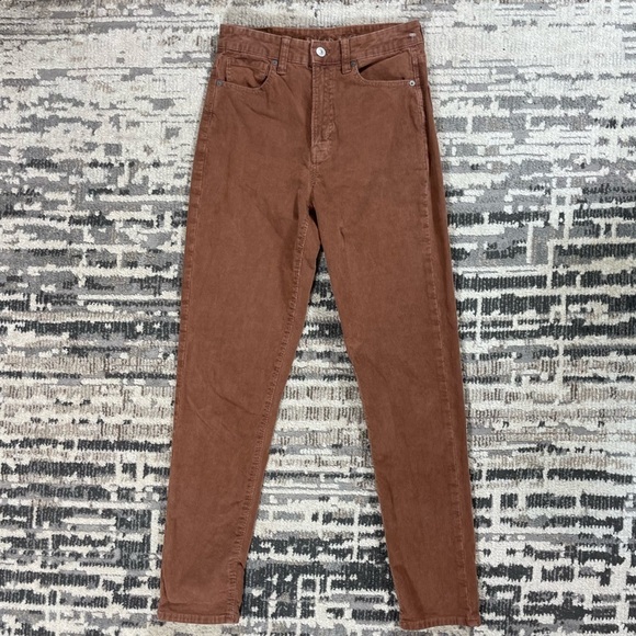 American Eagle Brown Corduroy Highrise Skinny Pants Size 2 Long - Picture 8 of 12